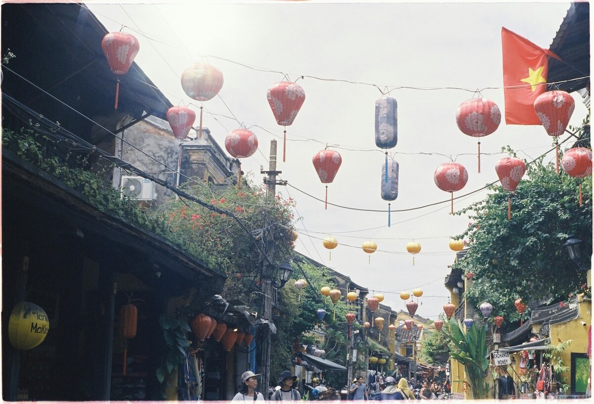 Colorful street with lanterns in Hoi An, Vietnam