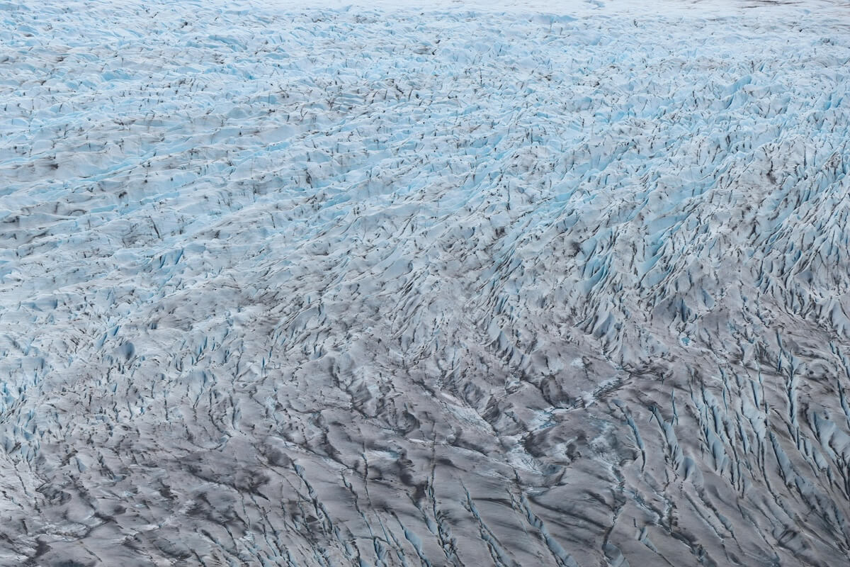 Aerial view of Grey Glacier in Patagonia